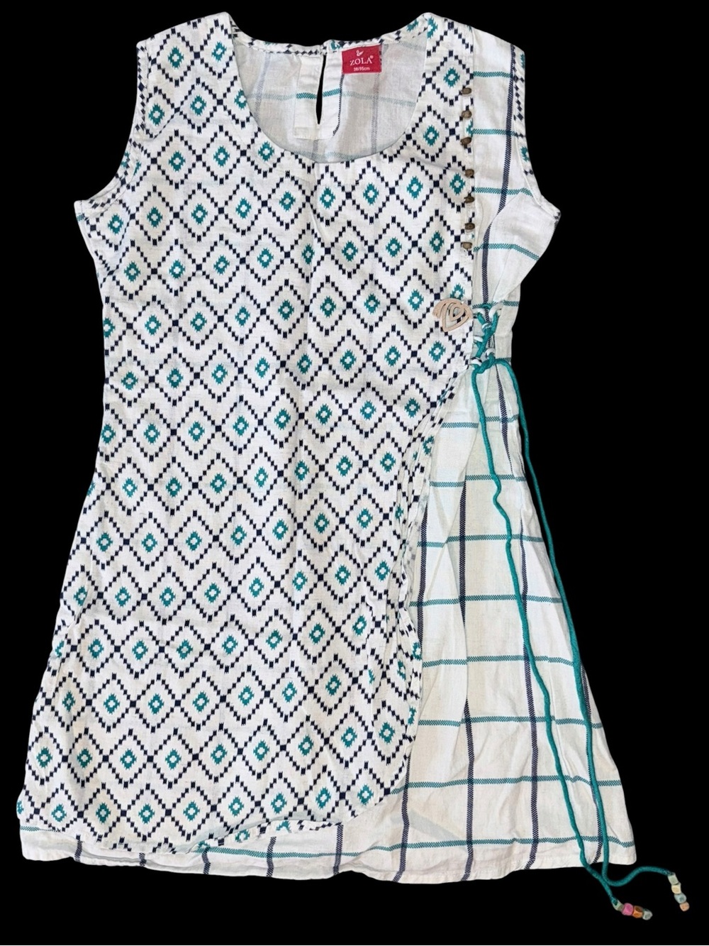 ZOLA Women’s Size 38/95cm Small Sleeveless Scoop Neck Tunic Midi Geometric Shirt